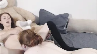 lesbians in a sex chat lick each other