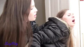 Russian lesbians try fisting in the toilet