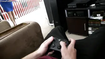 Fingering tits while playing on consoles