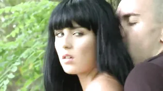 fucked brunette in the woods in the cap