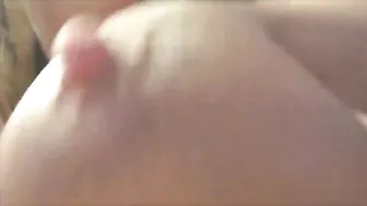 merrybaby blonde with tattoo caresses huge boobs