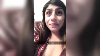 Mia Khalifa cutie covers her tits with her hand