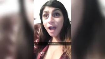Mia Khalifa cutie covers her tits with her hand