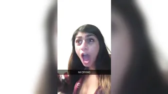 Mia Khalifa cutie covers her tits with her hand