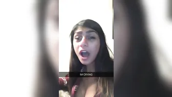 Mia Khalifa cutie covers her tits with her hand