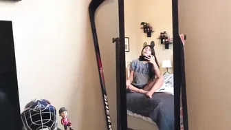 Mia Khalifa attractive slut caresses shaved cunt