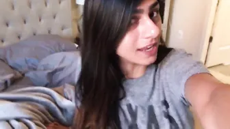 Mia Khalifa attractive slut caresses shaved cunt
