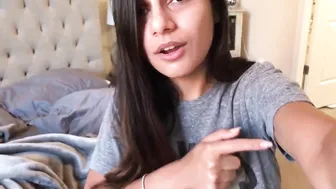 Mia Khalifa attractive slut caresses shaved cunt