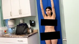 Mia Khalifa skinny pussy caresses shaved pussy