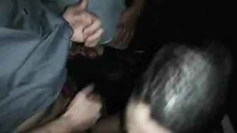 Sexwife First Gangbang  babe with a huge ass jerks off both holes