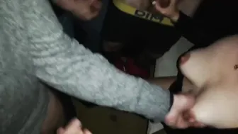 Sexwife First Gangbang  babe with a huge ass jerks off both holes