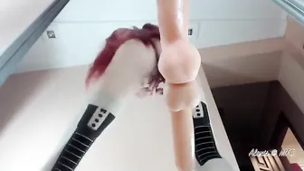 Red Haired Vixen  cute passion masturbates fingers pussy