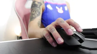 Octavia May cute lady caresses shaved vagina