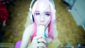 Lana Rain lustful bitch jumps on a dildo