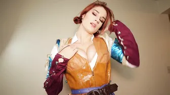 MiaRand busty brunette girlfriend caresses her pussy in the workplace