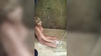 hollyhotwife busty lady masturbates shaved pussy