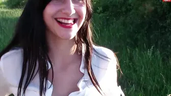 Young Devotion busty chick sucks dildo