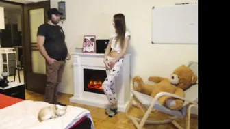 daddy_babygirlll fluffy nipple jumps on strap-on
