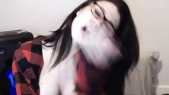 annbrooke  sexy brunette babe cuddles with rubber