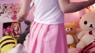 EllieMarie pretty girl with pigtails exposes small tits