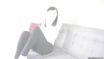Eeeveee naughty brunette masturbates her shaved cunt