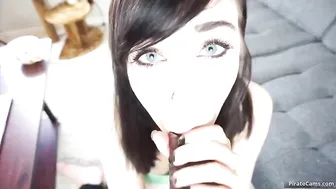 Eeeveee naughty brunette masturbates her shaved cunt