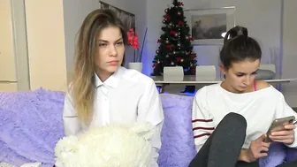 Milky--Way busty young lady caresses shaved cunt