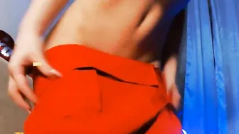 Ju-lia busty brunette girlfriend caresses her pussy in the workplace