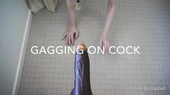 Petite Nymphet gagging on cock