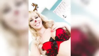 Cherie DeVille   teasing his gap with her middle finger