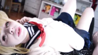 Bat Maisie  dark haired babe masturbates pussy with vibrator