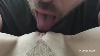 jasper blue pissing a little leaning on the back of the chair