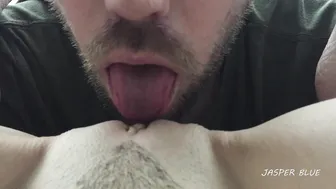 jasper blue pissing a little leaning on the back of the chair