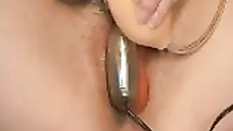 Erotic Eva clit-pump-and-glass-dildo-hairy-bush