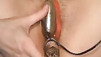 Erotic Eva clit-pump-and-glass-dildo-hairy-bush