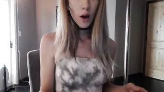 kathrynn Slender lady with a tattoo shows her charms