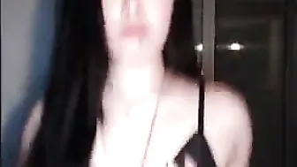 pettylove awesome brown girl in white stockings tickles her cap delicately