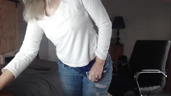 sexyblondewife thin skin sucks rubber dick