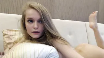 ohmymia Shy girl gently masturbates her shaved cunt