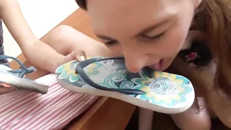 under girls feet  ardent slut seduces with a huge ass