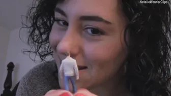 natalie wonder undresses and shows puffy bread