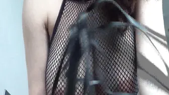 kelly hart & curve with a hanging chest caresses the vagina