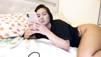 ravendevine  busty young lady caresses shaved cunt