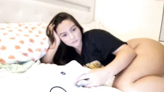 ravendevine  busty young lady caresses shaved cunt