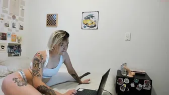 simone attractive chick diligently licks dildo