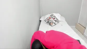 cute_molly18 openwork wench in stockings coyly changes poses and strokes shaved pussy