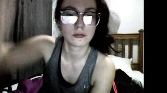 nerdygirl30 cute chick jerking her pussy with a phallus