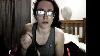 nerdygirl30 cute chick jerking her pussy with a phallus