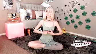 aubrilee openwork blonde erotically moving in front of the camera