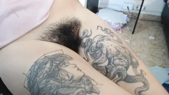 sammy_evans2 in stockings teased pussy lying on her back